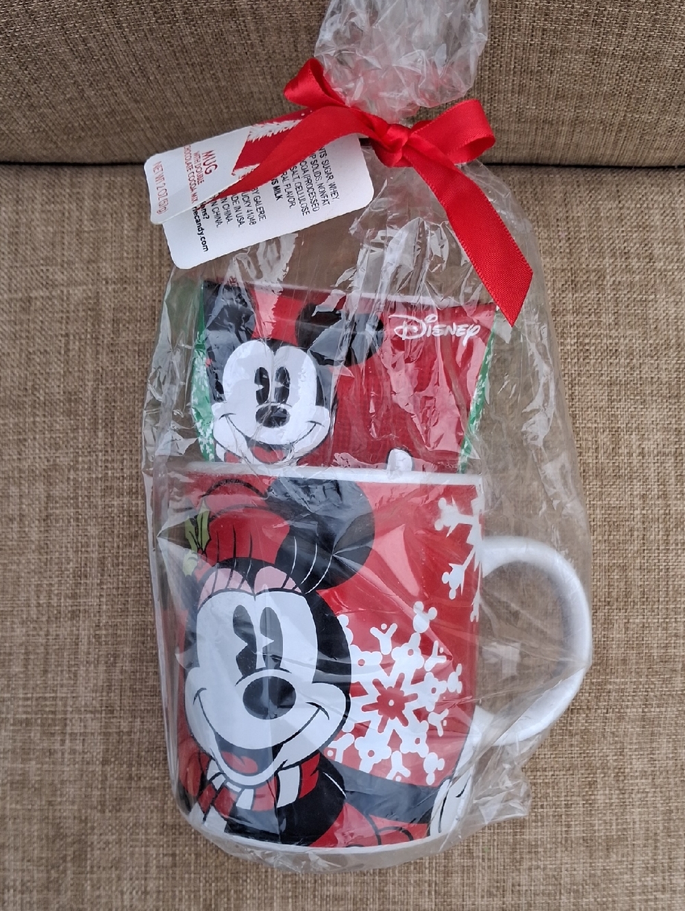 Disney MINNIE MOUSE Mickey Mouse XL Coffee Mug Hot Cocoa Christmas Snowflake Mug